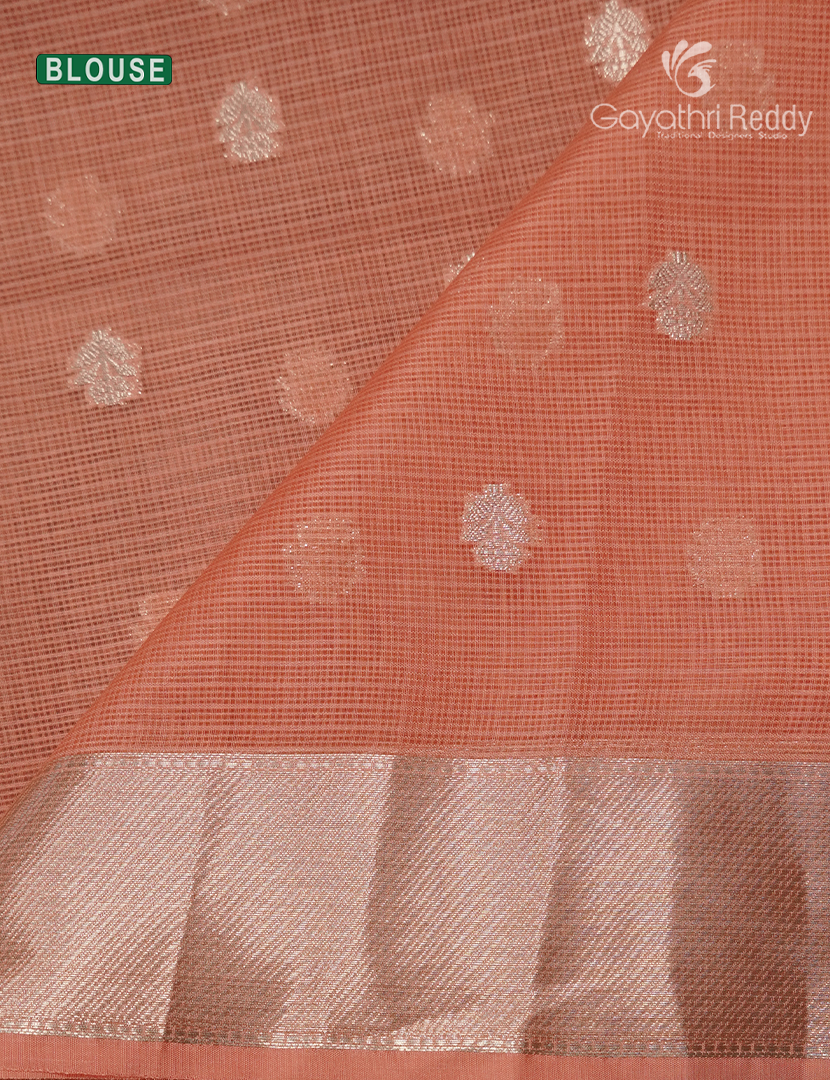 Banaras Kota Lehanga Set in Orange and Baby Pink