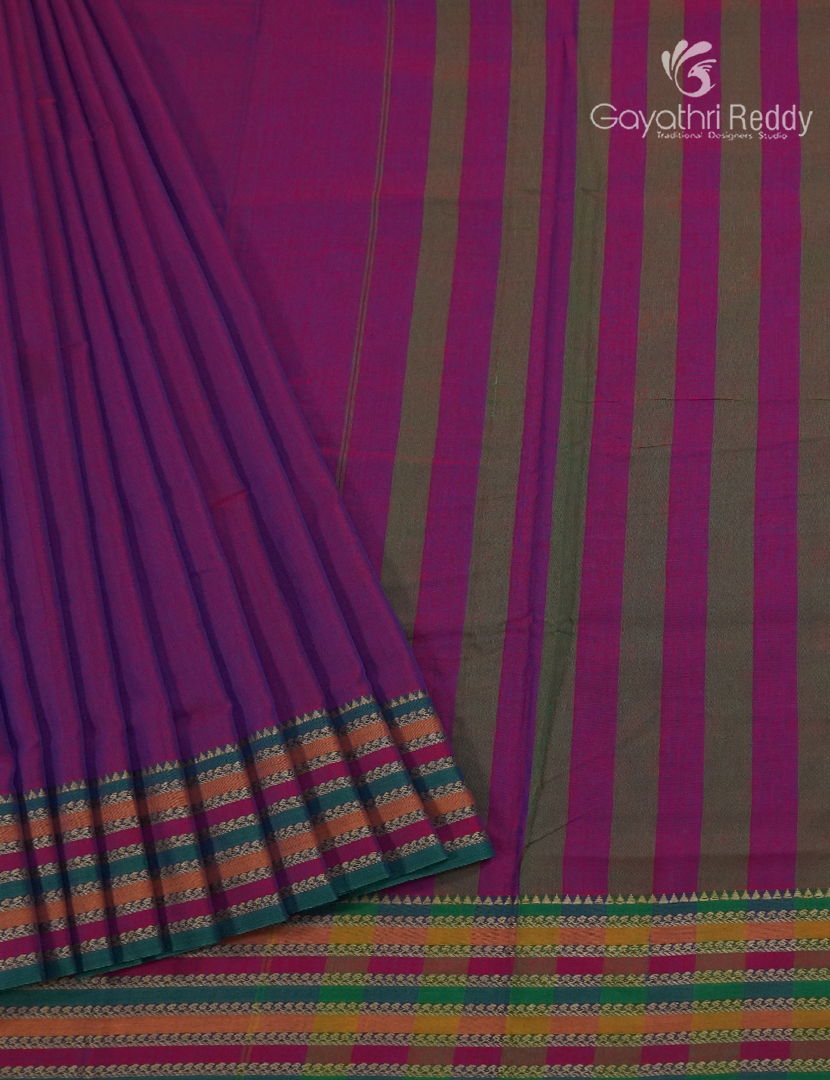 Pure Narayanpet Cotton Saree in Magenta Pink