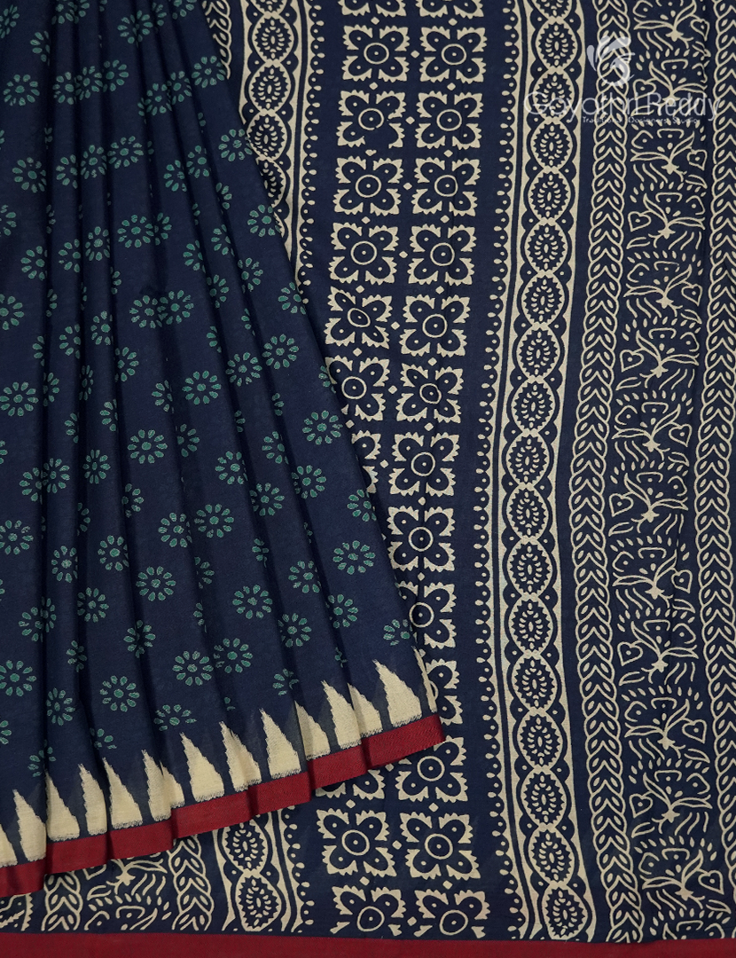 Vidharbha Cotton Saree in Indigo Blue