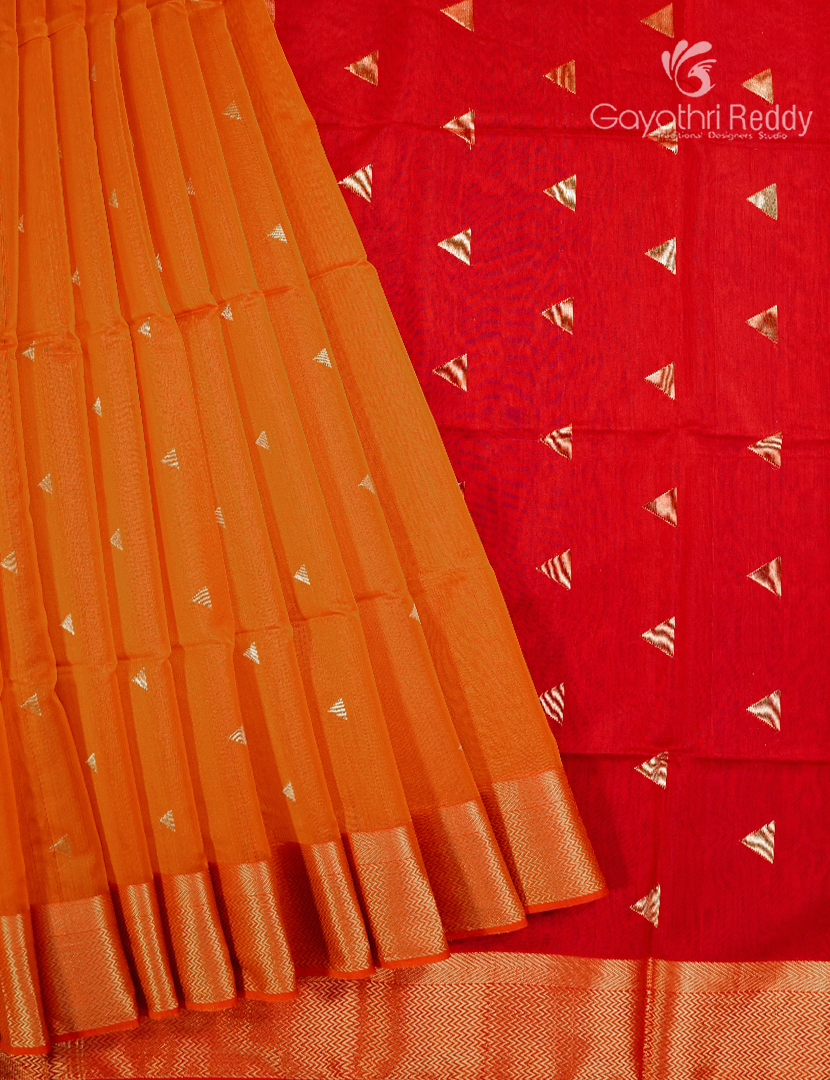 Pure Chanderi Sico Saree in Orange