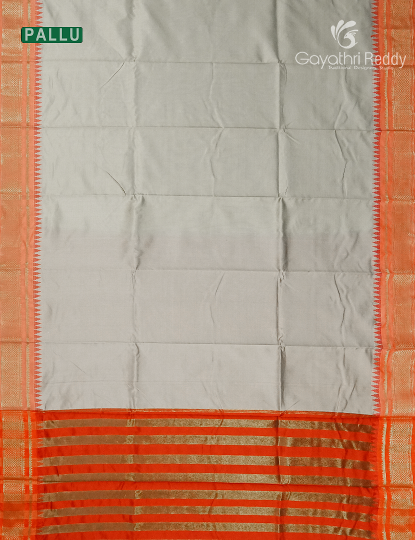Semi Gadwal Saree in Metallic Grey and Orange