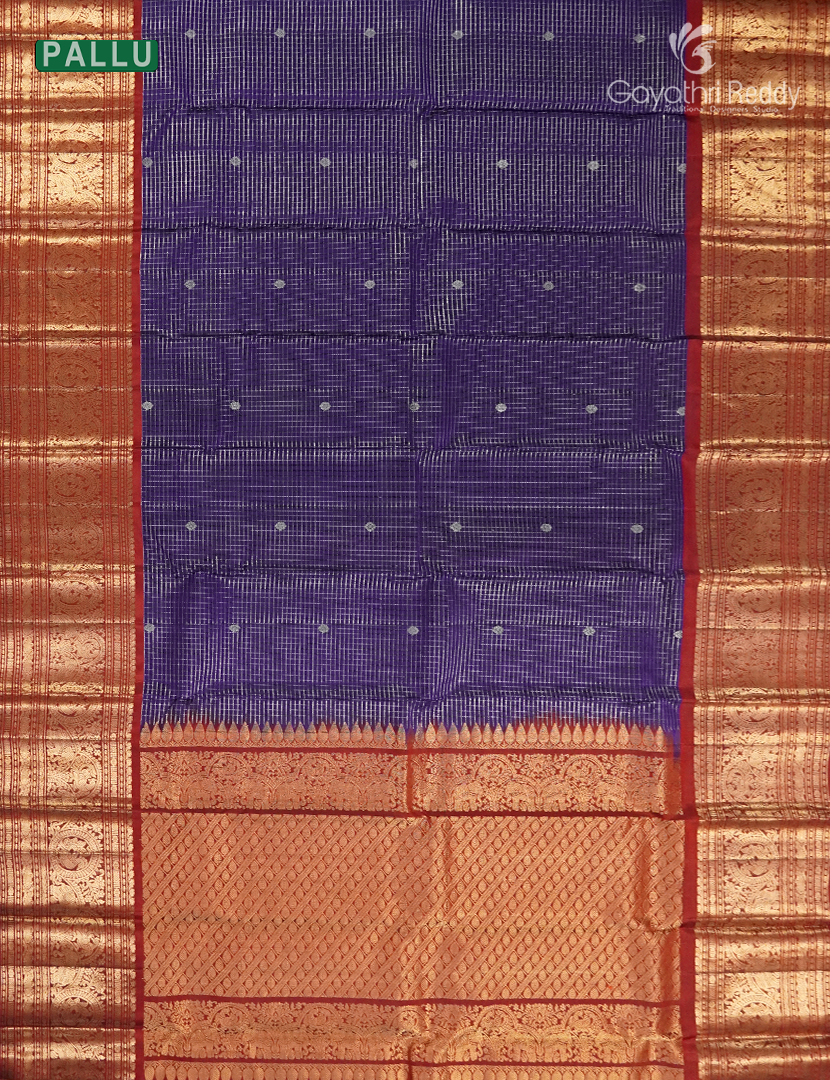 Pure Kanchipuram Vintage Saree in Deep Violet and Rust Red