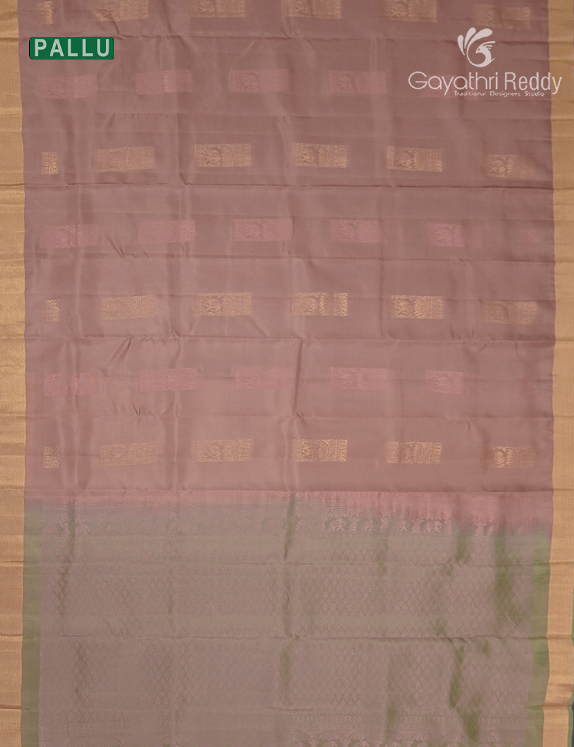 Pure Kanchipuram Silk Saree in Pastel Peach ( Small Borders)