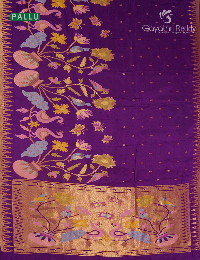 Pure Satin Silk Saree in Deep Purple
