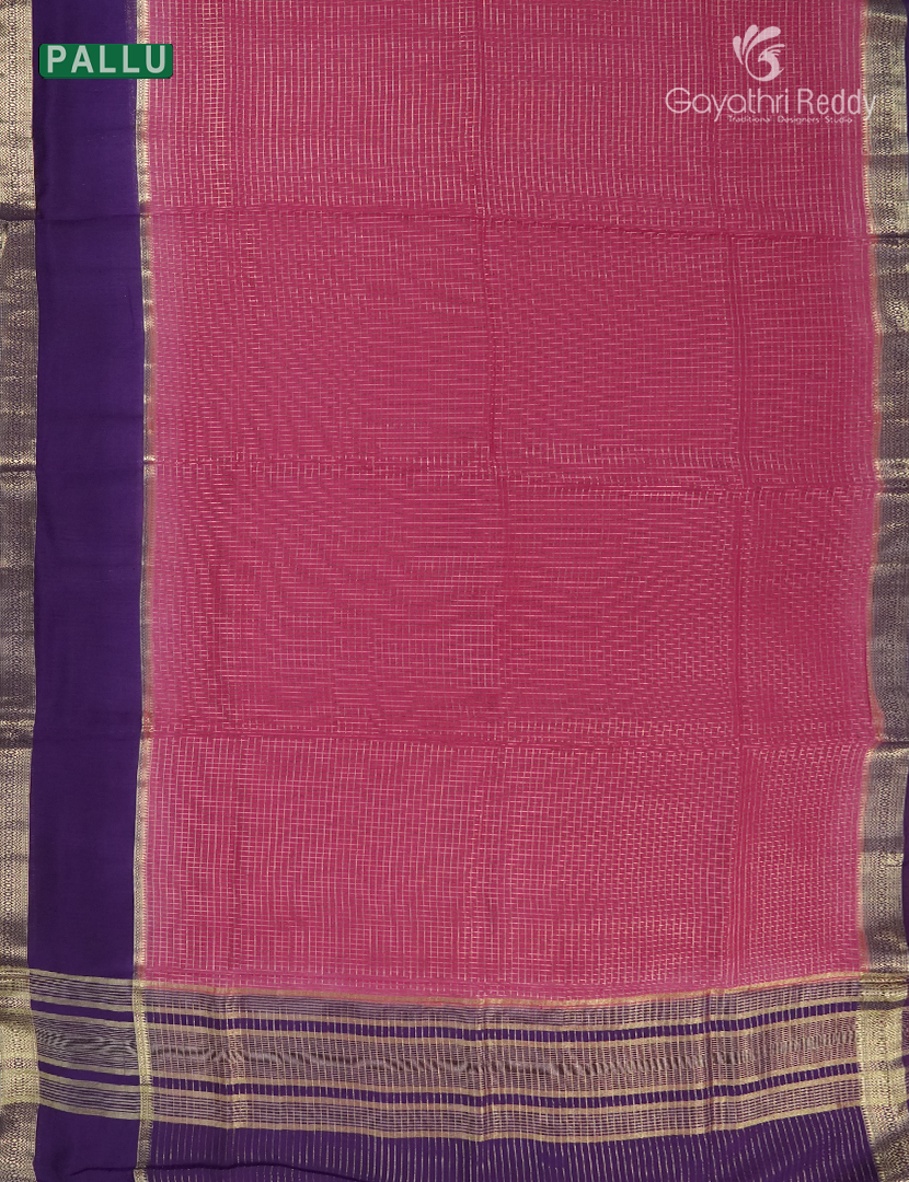 Semi Mysore Crepe Saree in Rose Pink and Deep Violet