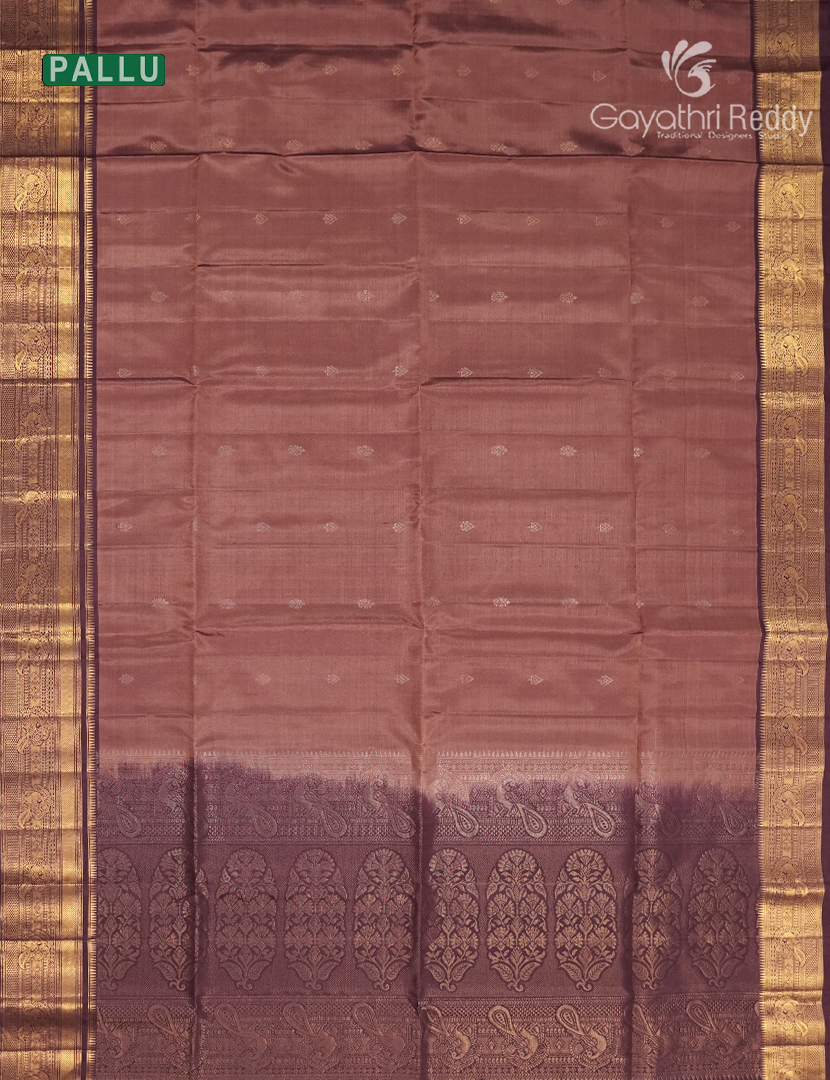 Pure Kanchipuram Soft Silk Saree in Chikoo and Brown