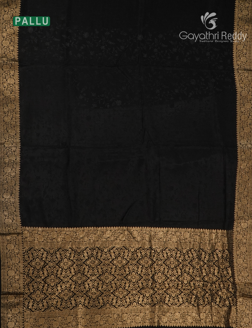 Semi Mysore Crepe Saree in Black