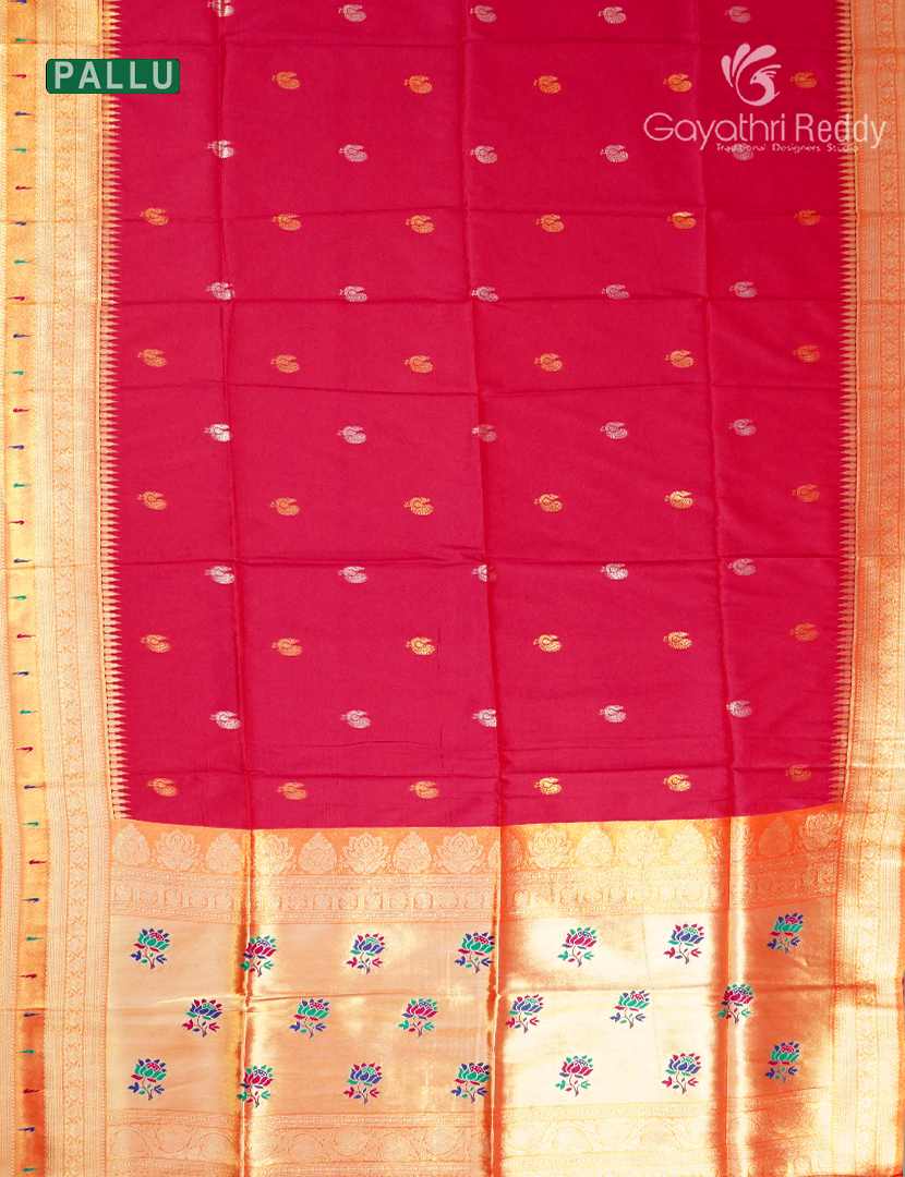 Semi Kanchipuram Art Silk Saree in Rani Pink