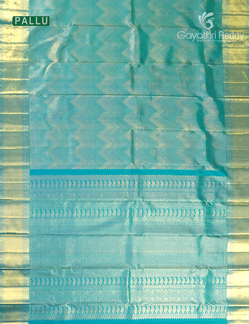 Pure Kanchipuram Wedding Silk in Teal blue