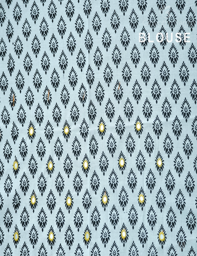 MULMUL COTTON SAREE WITH PRINT AND HANDWORK-MC1940