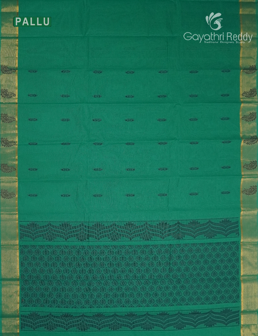 Pure Kanchi Cotton Saree in Rama Green