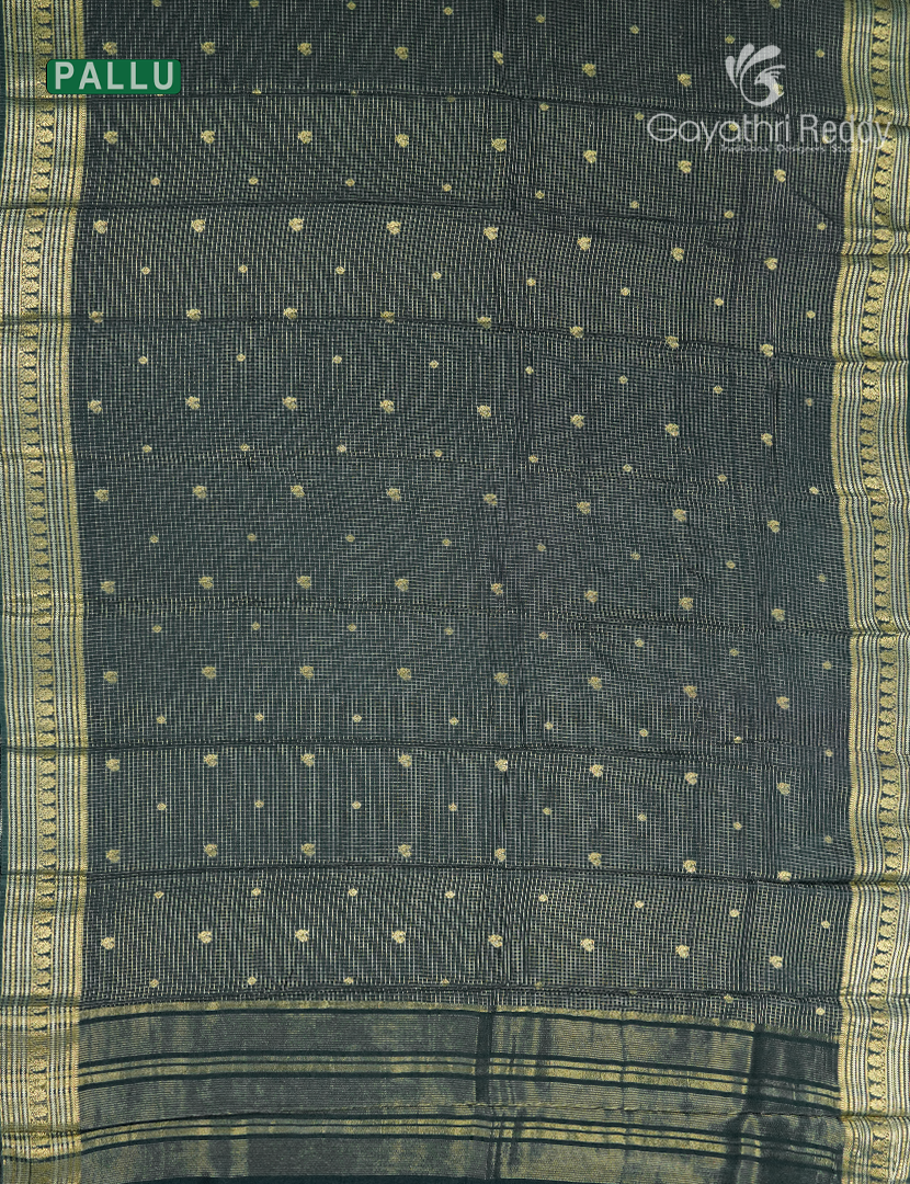 Semi Mysore Crepe Saree in Bottle Green