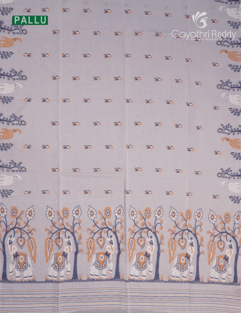 Jamdani Cotton Saree in Pastel Lavender