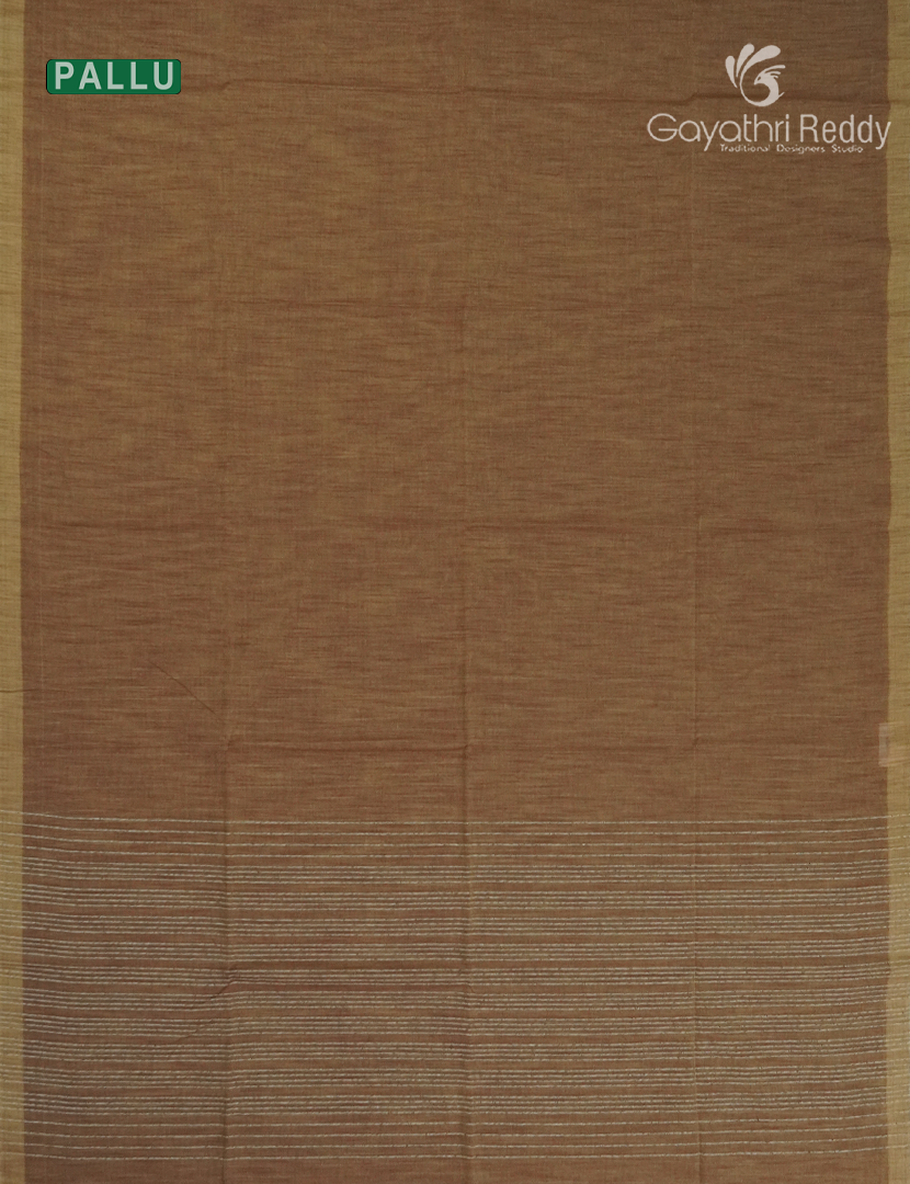 Pure Handloom Cotton Saree in Earthy Brown