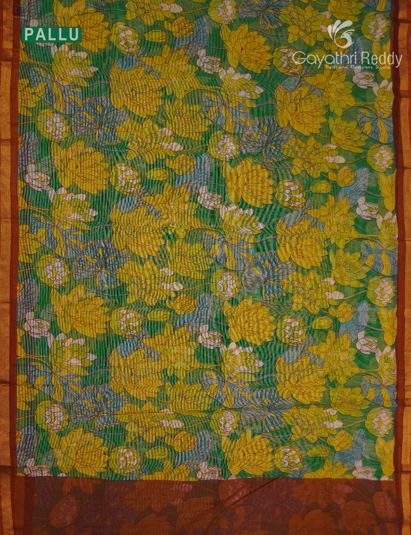 Premium Quality Cotton Kota Saree in Sea Green and Maroon Red