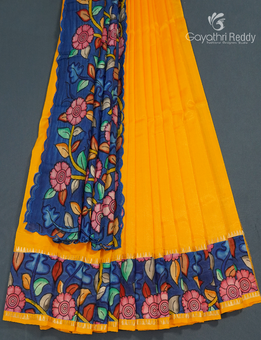 Pure Mangalagiri Langa Voni Set in Yellow