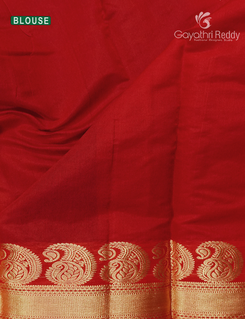 Pure Kanchi Sico Saree in Navy Blue and Red