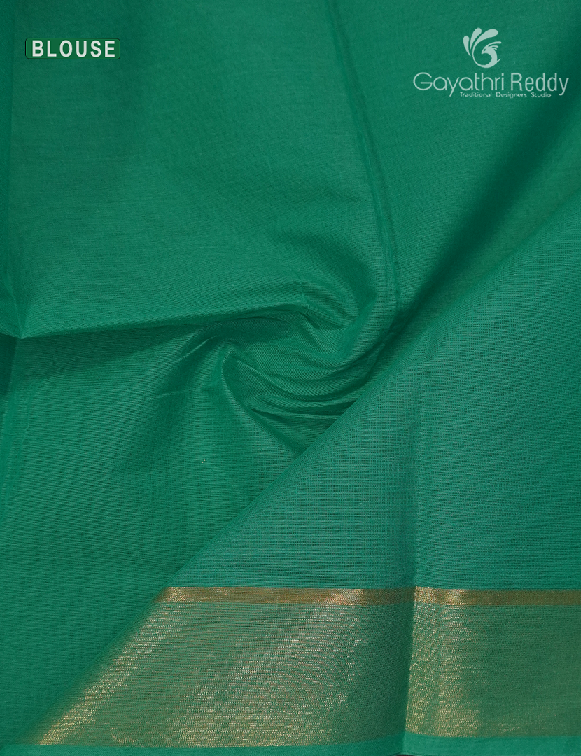 Pure Kanchi Cotton Saree in Rama Green