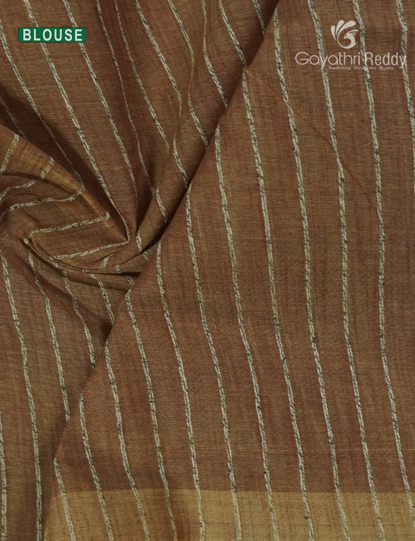 Pure Handloom Cotton Saree in Earthy Brown