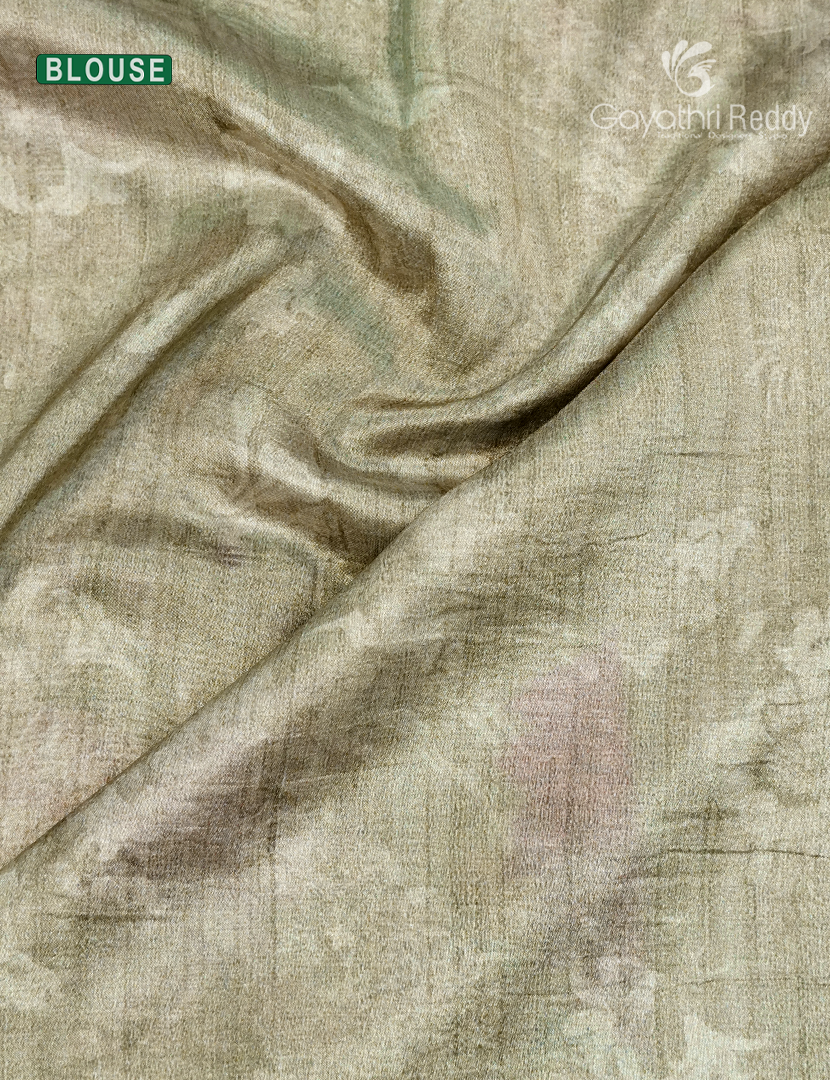 Semi Tussar Silk Saree in Olive Grey