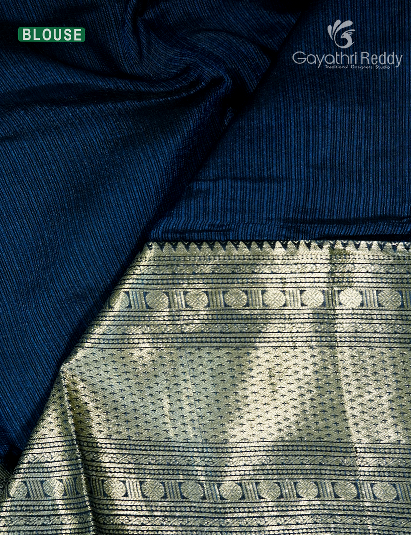 Pure Silk Kota Saree in Navy Blue