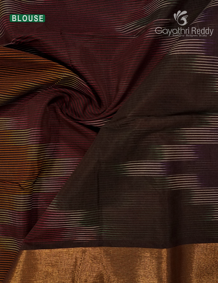Semi Ikat Sico Saree in Brown