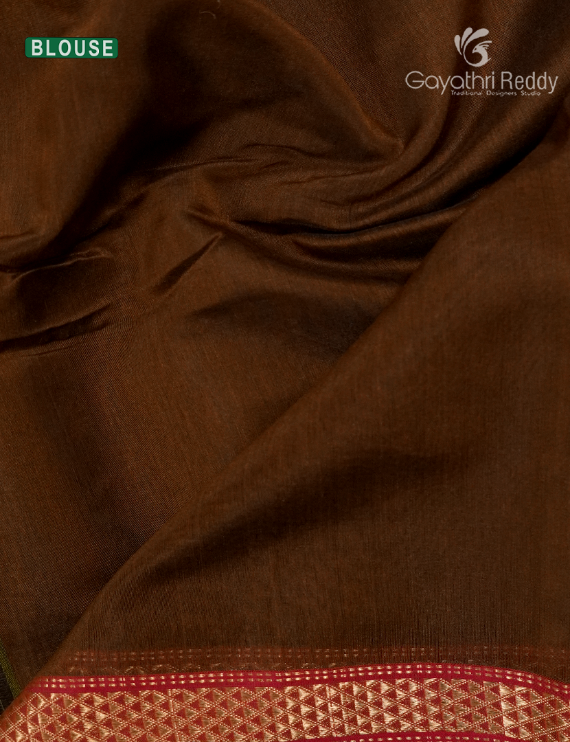 Pure Chanderi Sico Saree in Mehendi Green and Brown