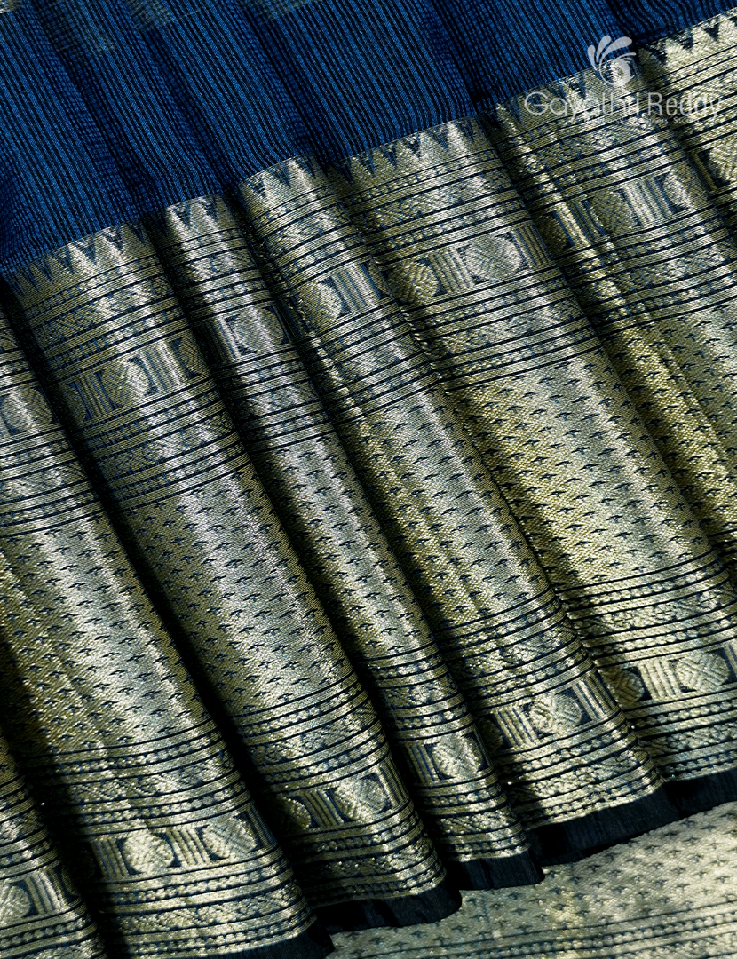 Pure Silk Kota Saree in Navy Blue