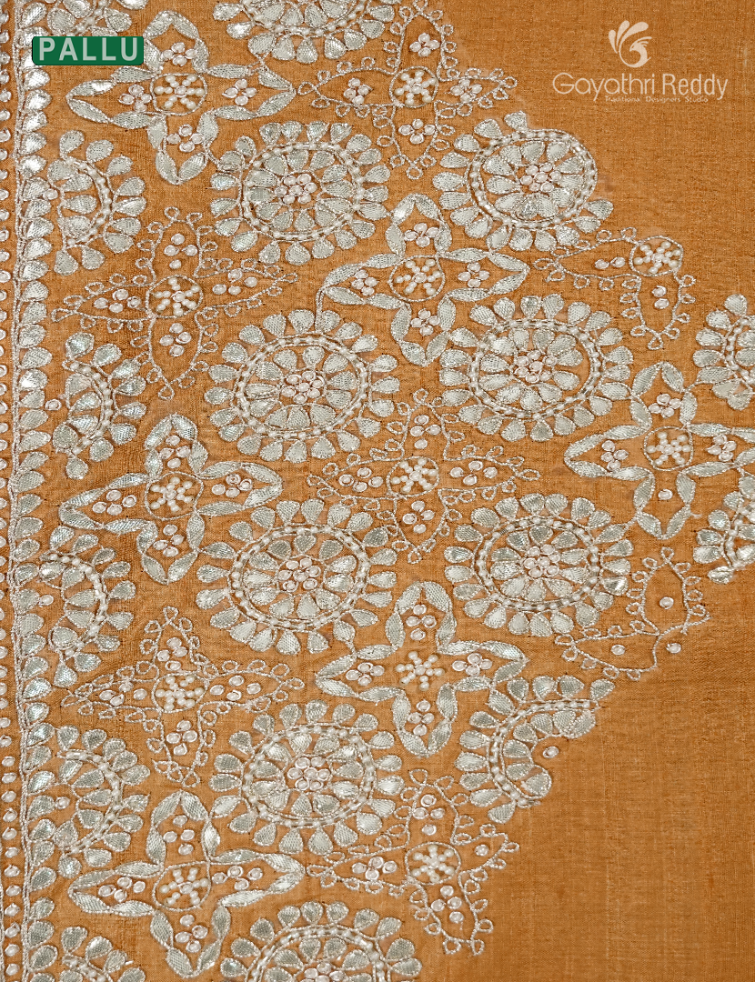 Pure Desi Tussar Fancy Saree in Deep Mustard