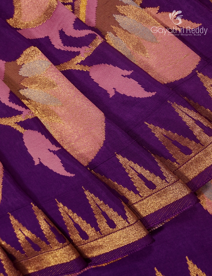 Pure Satin Silk Saree in Deep Purple