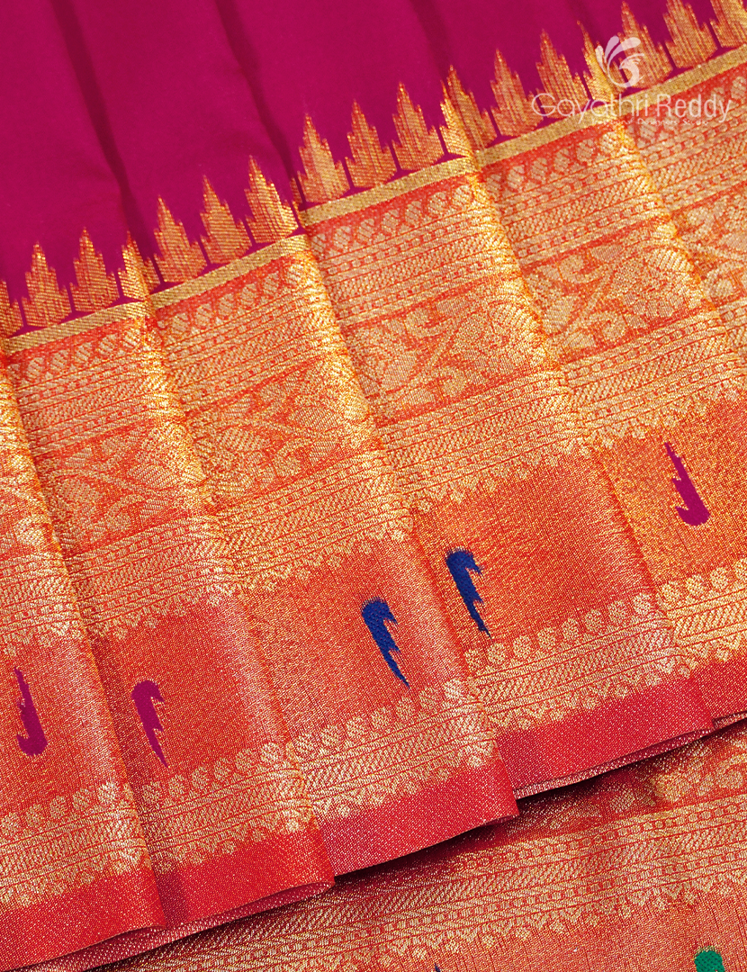 Semi Kanchipuram Art Silk Saree in Rani Pink