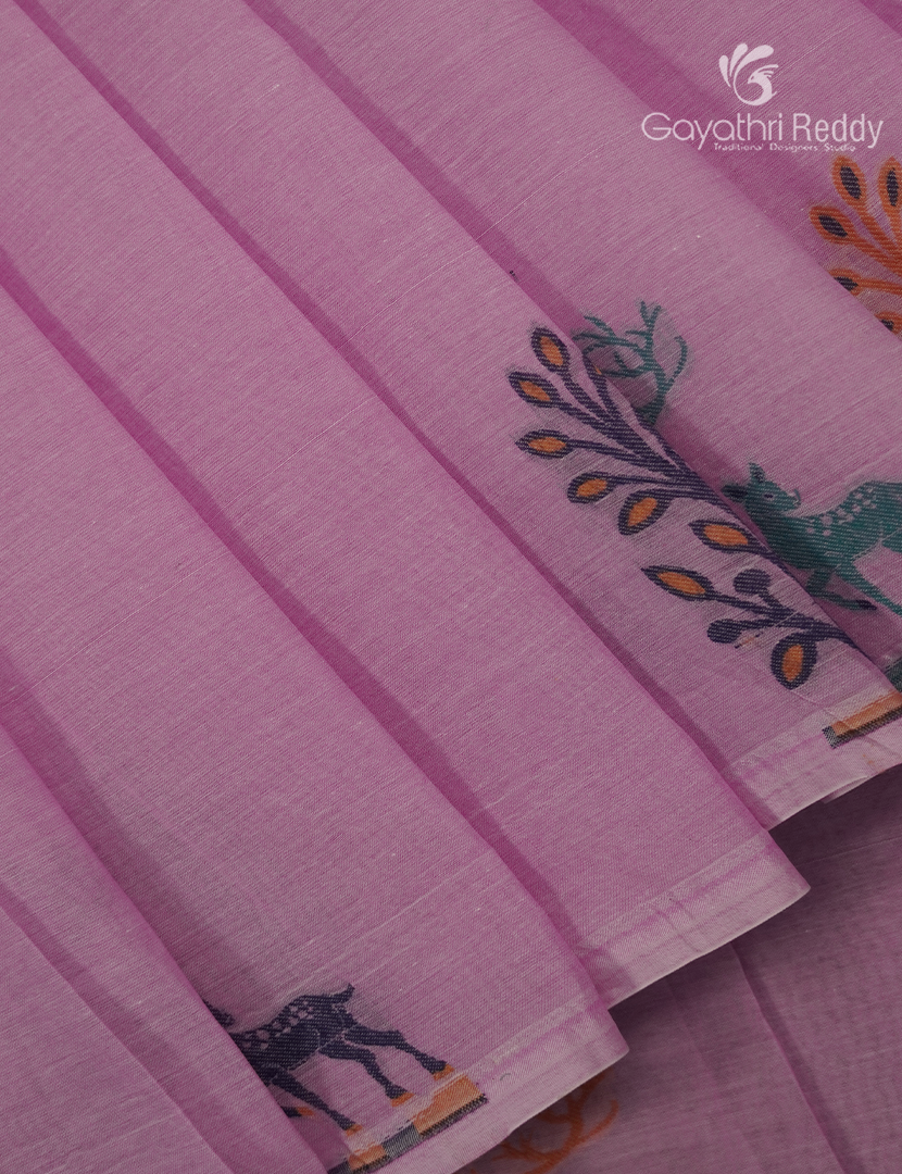 Jamdani Cotton Saree in Baby pink