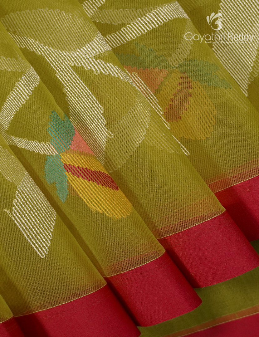 Pure Jamdani Kora Saree in Light Green