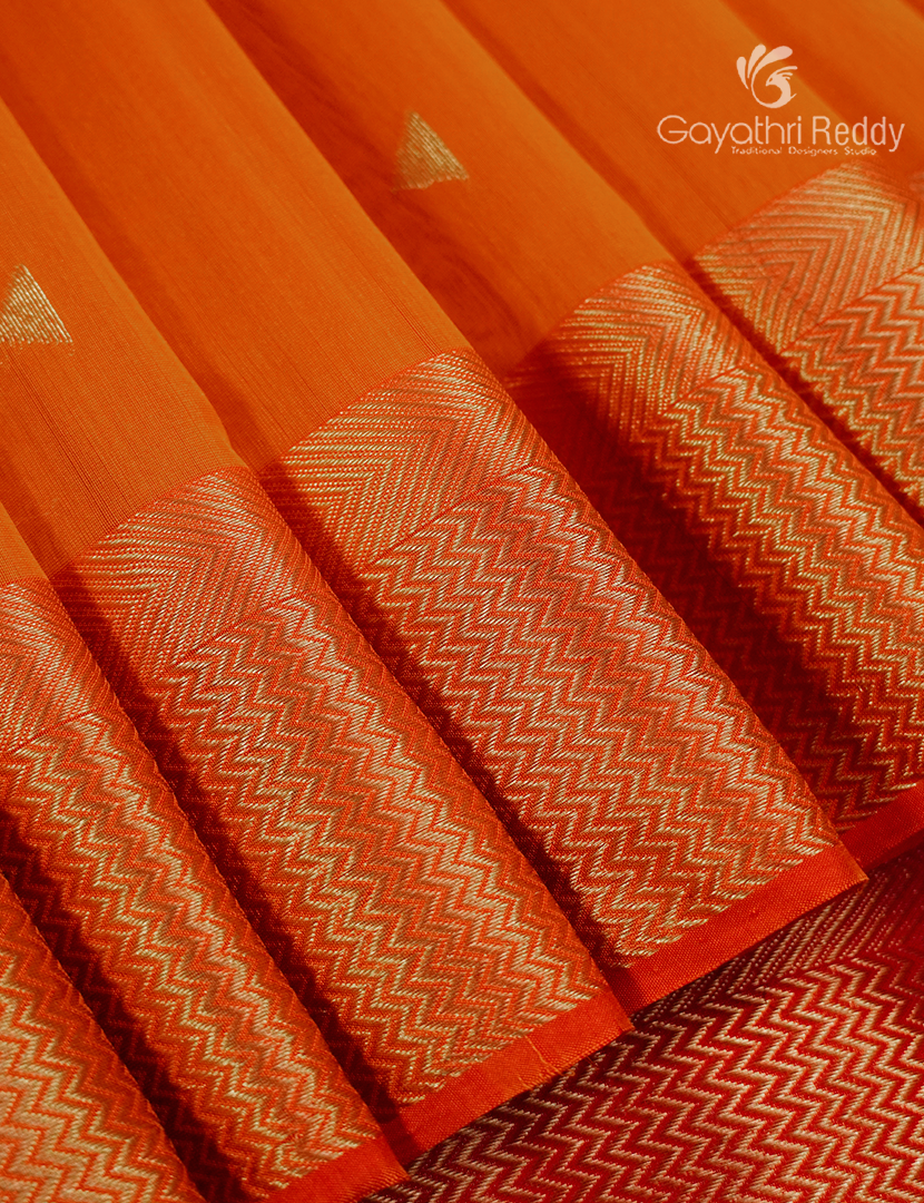 Pure Chanderi Sico Saree in Orange