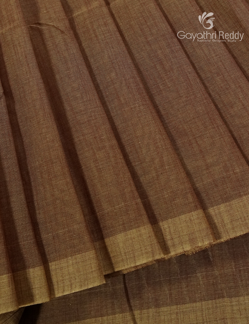 Pure Handloom Cotton Saree in Earthy Brown