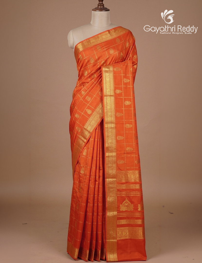 Pure Mysore Silk Saree in Orange