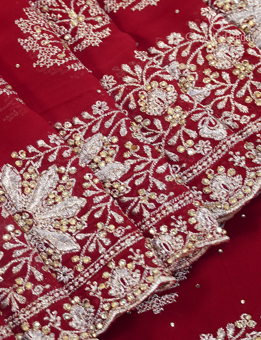 Georgette Fancy Saree in Maroon Red
