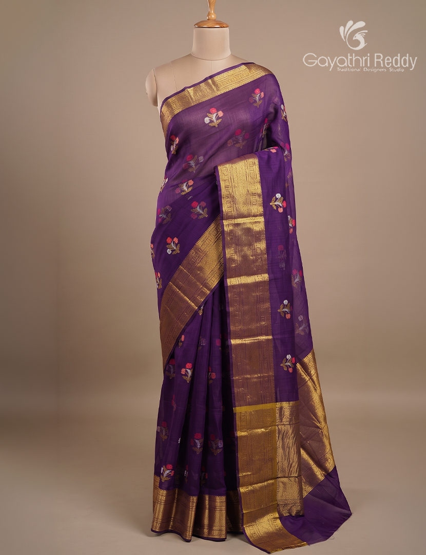 Pure Silk Kota Saree in Deep Purple