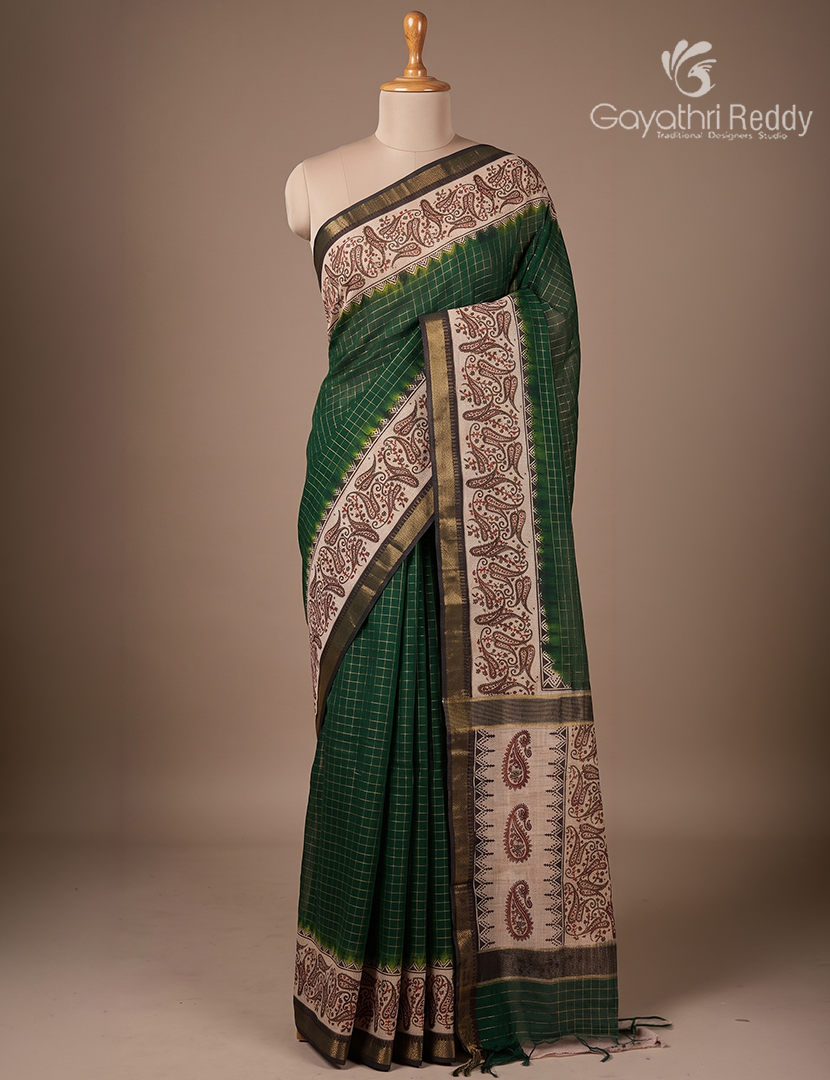 Mangalgiri Kalamkari Saree in Green