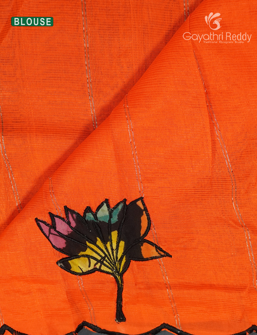 Pure Mangalagiri Langa Voni Set in Orange