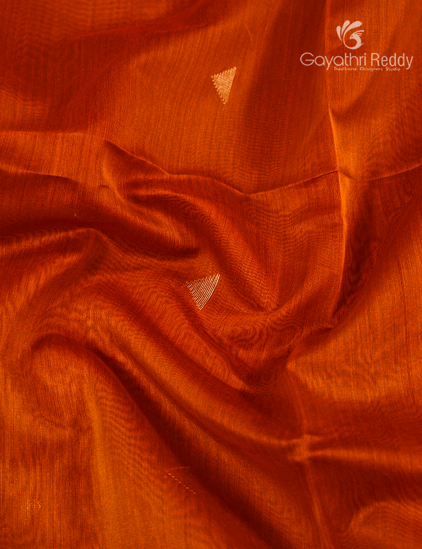 Pure Chanderi Sico Saree in Orange and Red
