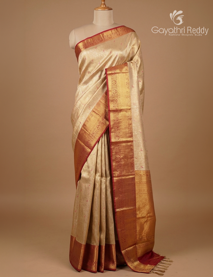 Semi Kanchipuram Silk Saree in Rose Gold and Pink