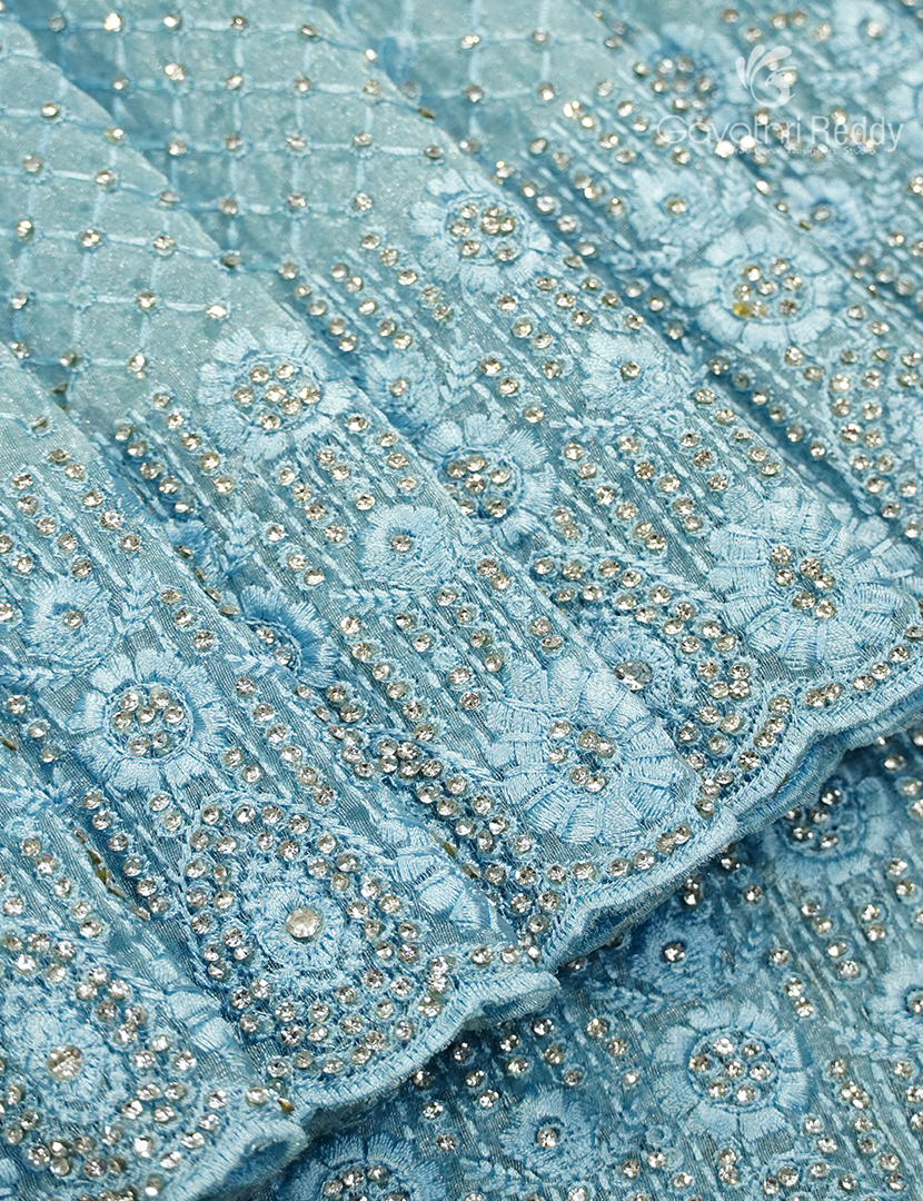 Glass Organza Saree in Powder Blue