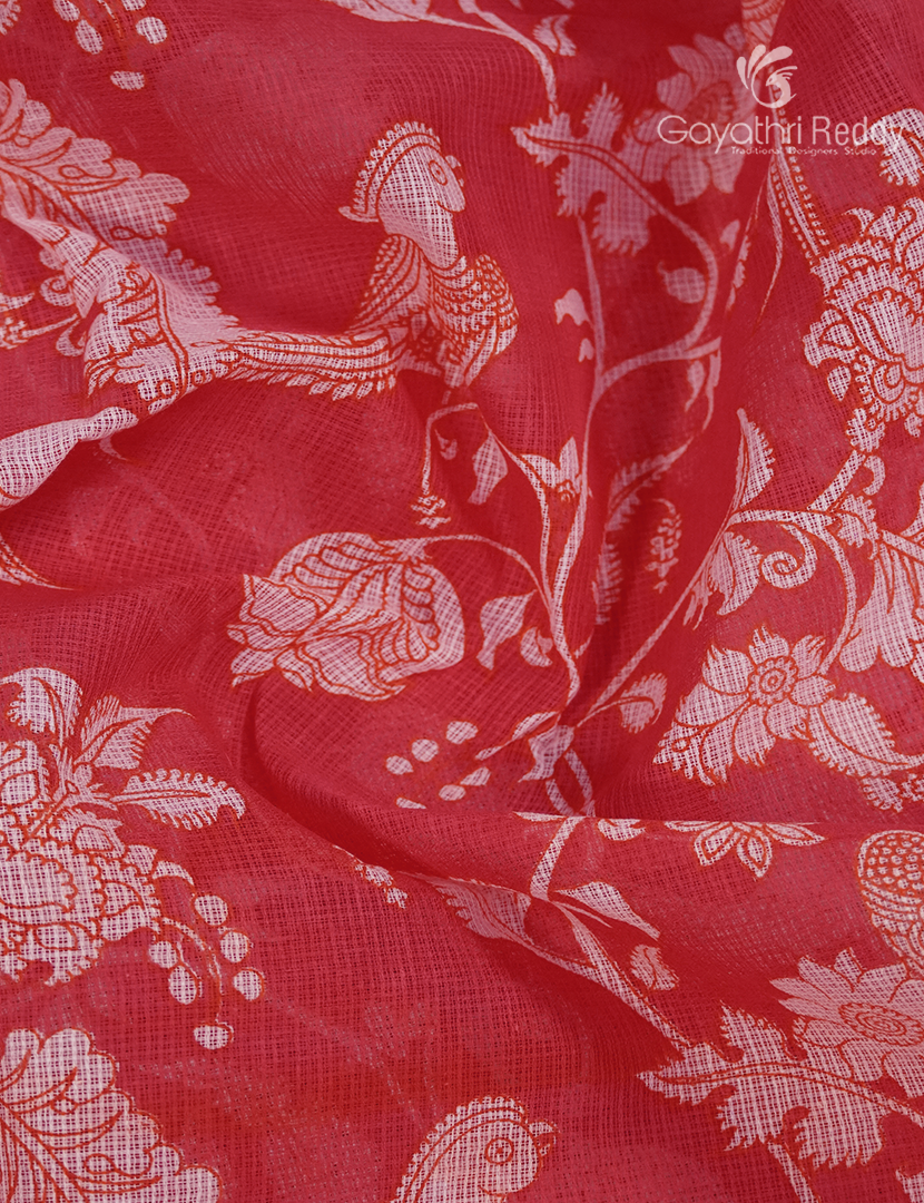 Munga Cotton Saree in Lotus Pink and Orange