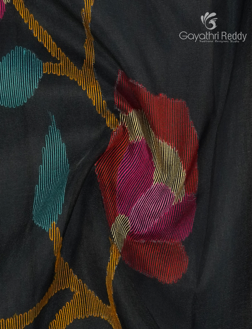 Pure Jamdani Kora Saree in Black