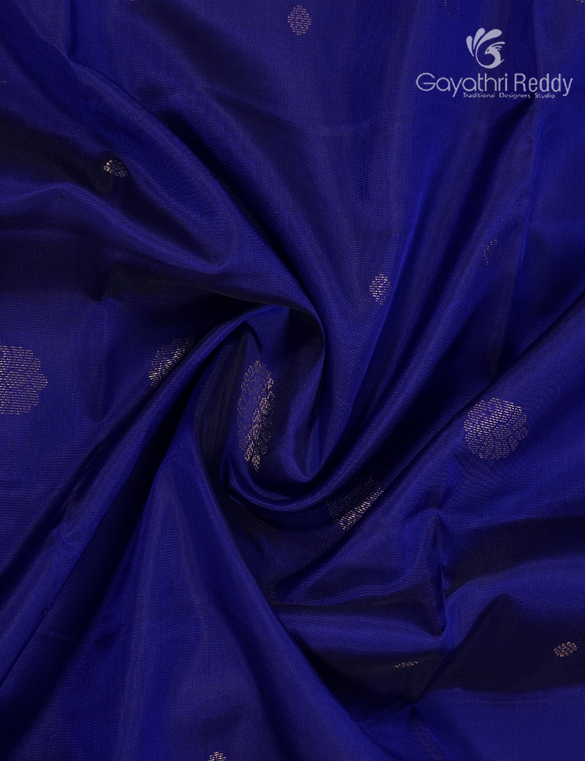 Pure Kanchipuram Soft Silk Saree in Royal Blue and Rust