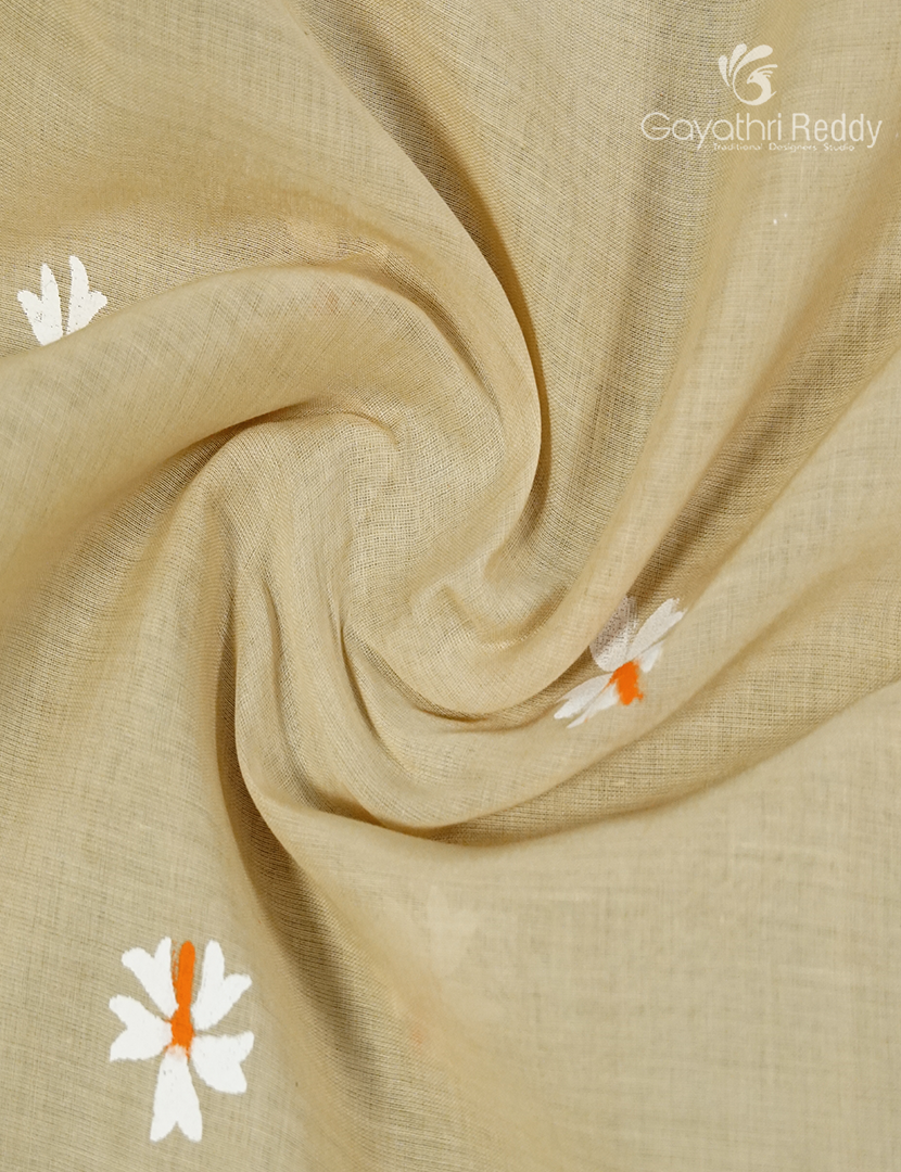 Pure MulMul Cotton Saree in Cream