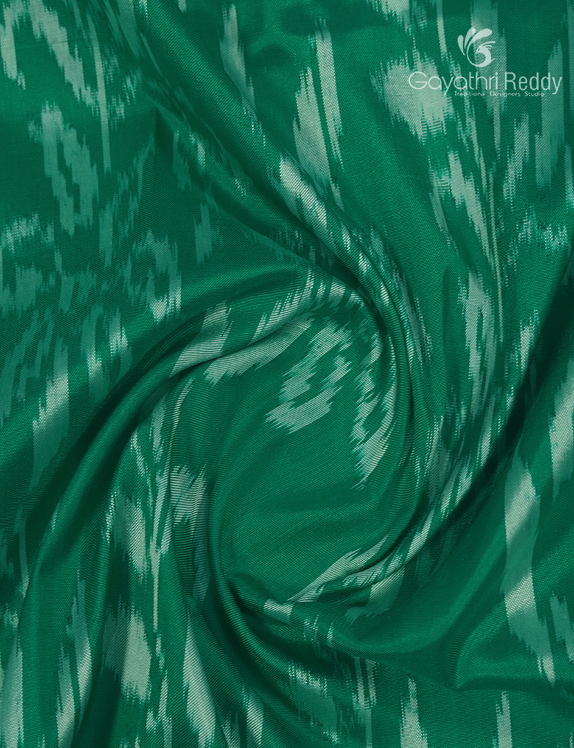 Pure Ikat Silk Saree in Emerald Green