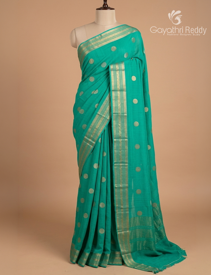 Semi Mysore Crepe Saree in Sea Green