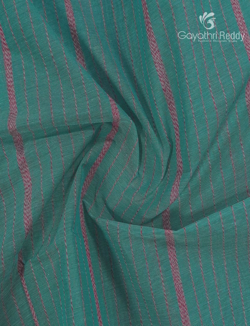 Pure Handloom Cotton Saree in Teal Blue